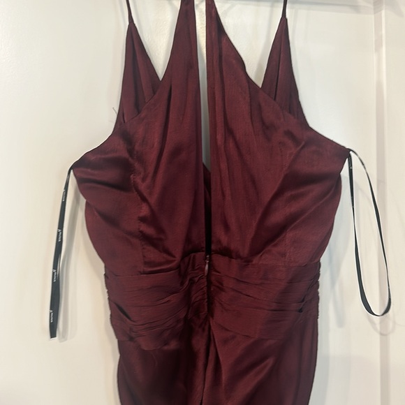 MINKPINK Nador Wrap Bias Cut Midi Dress in Wine - Picture 5 of 5